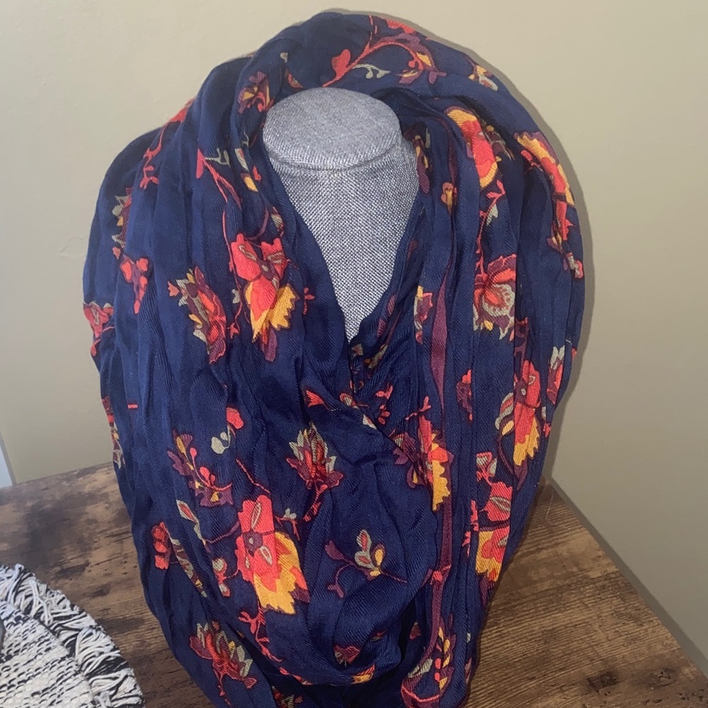 LOFT Floral Navy infinity Scarf